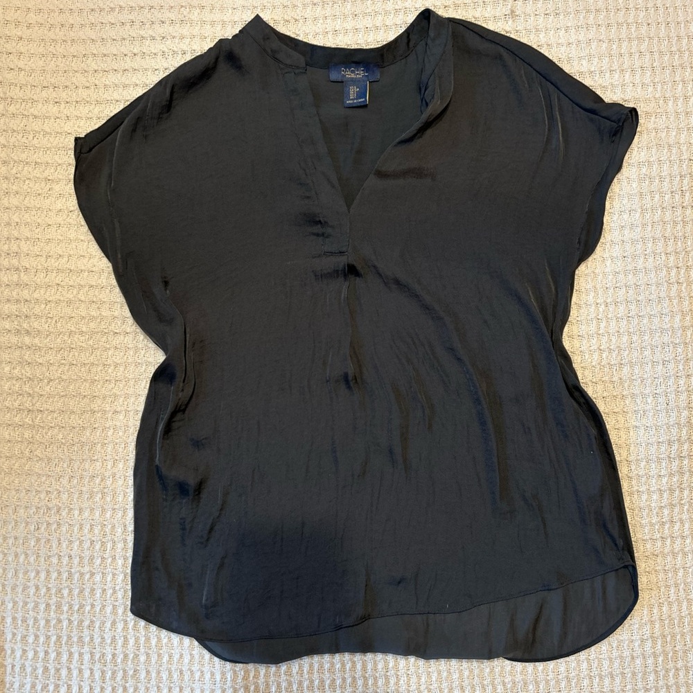 RACHEL Rachel Roy Black Dolman Sleeve Blouse with Mandarin Collar